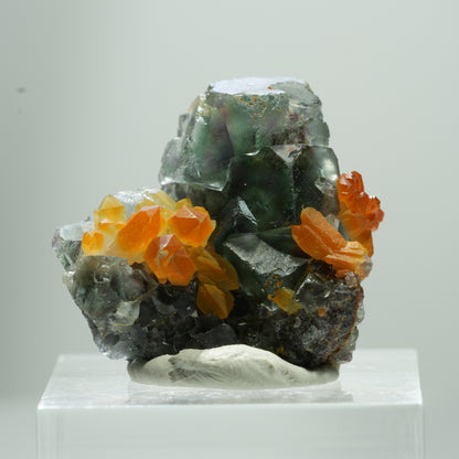 Seltene klare Phantom Fluorit Würfel, Eisen Quarz Stufe Erongo, Namibia 13*12*7mm #13513