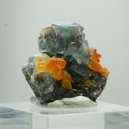 Seltene klare Phantom Fluorit Würfel, Eisen Quarz Stufe Erongo, Namibia 13*12*7mm #13513