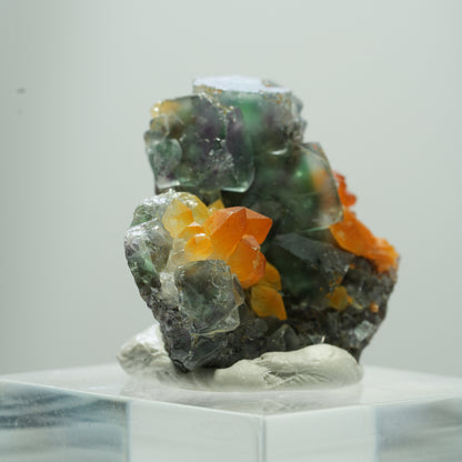 Seltene klare Phantom Fluorit Würfel, Eisen Quarz Stufe Erongo, Namibia 13*12*7mm #13513