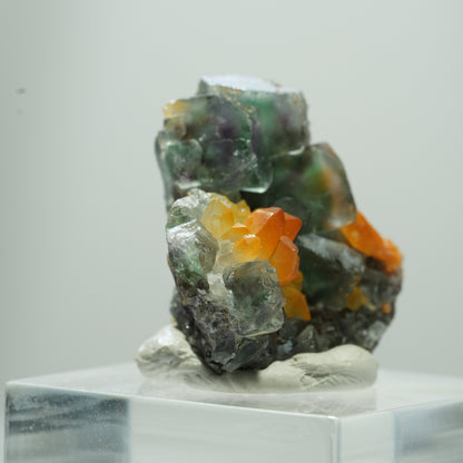 Seltene klare Phantom Fluorit Würfel, Eisen Quarz Stufe Erongo, Namibia 13*12*7mm #13513