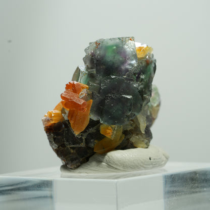Seltene klare Phantom Fluorit Würfel, Eisen Quarz Stufe Erongo, Namibia 13*12*7mm #13513