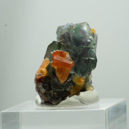 Seltene klare Phantom Fluorit Würfel, Eisen Quarz Stufe Erongo, Namibia 13*12*7mm #13513