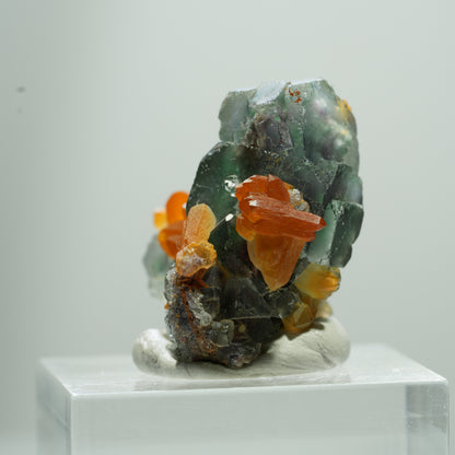 Seltene klare Phantom Fluorit Würfel, Eisen Quarz Stufe Erongo, Namibia 13*12*7mm #13513