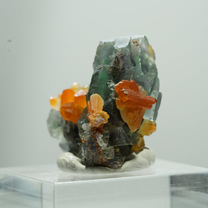 Seltene klare Phantom Fluorit Würfel, Eisen Quarz Stufe Erongo, Namibia 13*12*7mm #13513