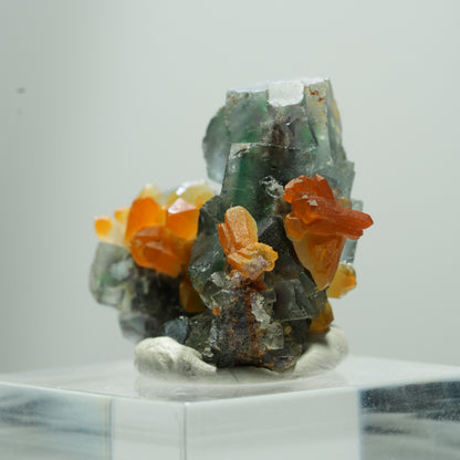 Seltene klare Phantom Fluorit Würfel, Eisen Quarz Stufe Erongo, Namibia 13*12*7mm #13513
