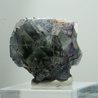 Fluorite fantôme cubique, tourmaline schorl, muscovite Erongo, Namibie 14*13*11mm #13515