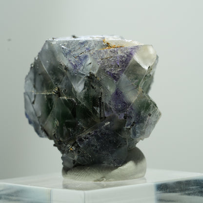 Fluorite fantôme cubique, tourmaline schorl, muscovite Erongo, Namibie 14*13*11mm #13515