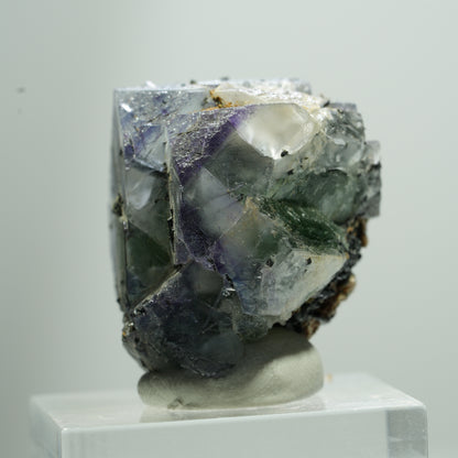 Fluorite fantôme cubique, tourmaline schorl, muscovite Erongo, Namibie 14*13*11mm #13515