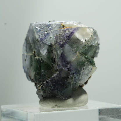Fluorite fantôme cubique, tourmaline schorl, muscovite Erongo, Namibie 14*13*11mm #13515