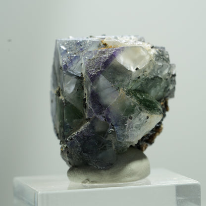 Fluorite fantôme cubique, tourmaline schorl, muscovite Erongo, Namibie 14*13*11mm #13515