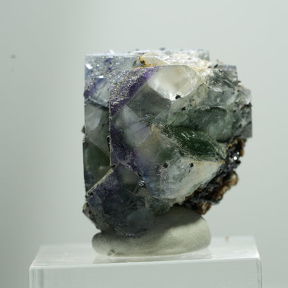 Fluorite fantôme cubique, tourmaline schorl, muscovite Erongo, Namibie 14*13*11mm #13515