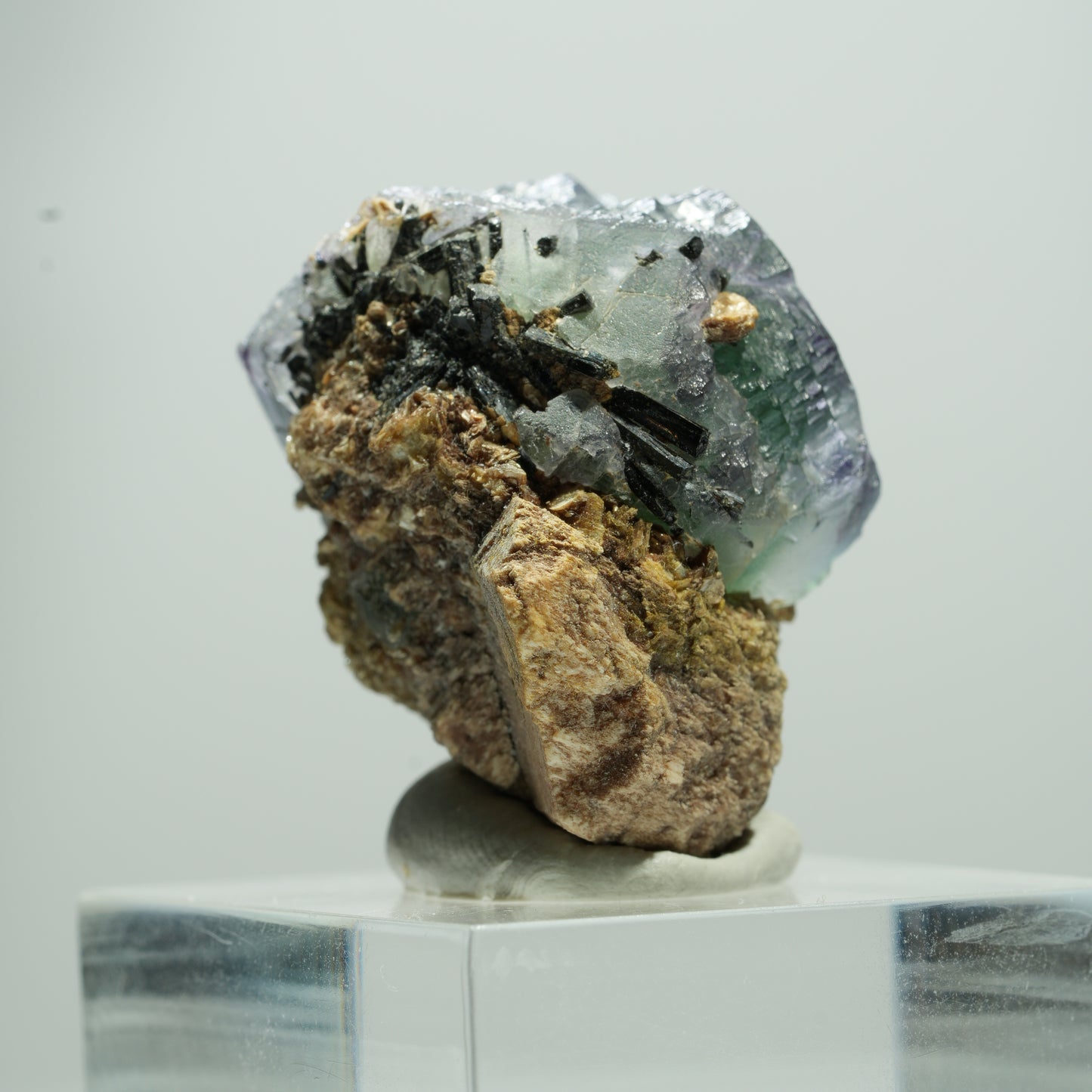 Phantom Fluorit Würfel, Schörl Turmalin, Muskovit Erongo, Namibia 14*12*11mm #13516
