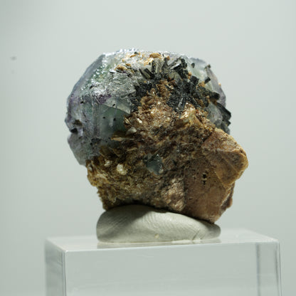 Phantom Fluorit Würfel, Schörl Turmalin, Muskovit Erongo, Namibia 14*12*11mm #13516