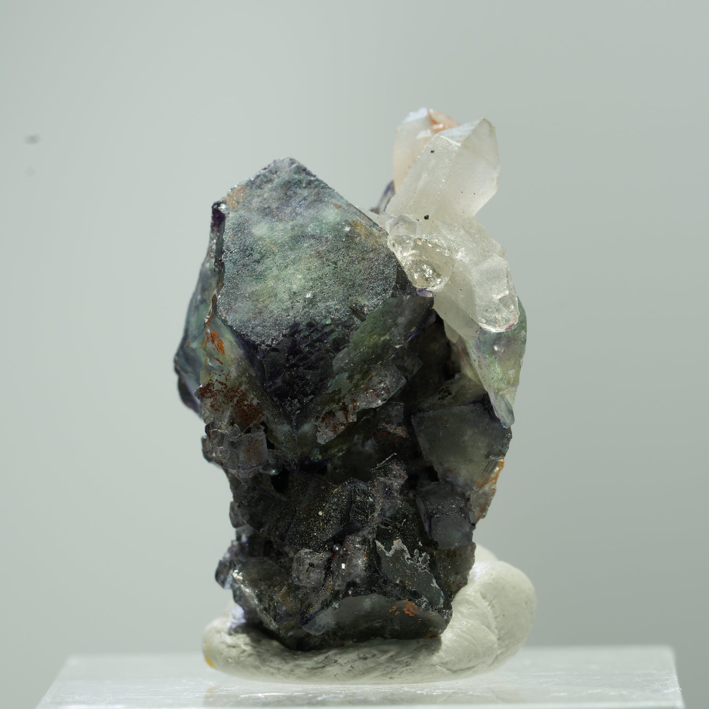 Seltene klare Phantom Fluorit Würfel, Quarz Stufe Erongo, Namibia 13*9*7mm #13517
