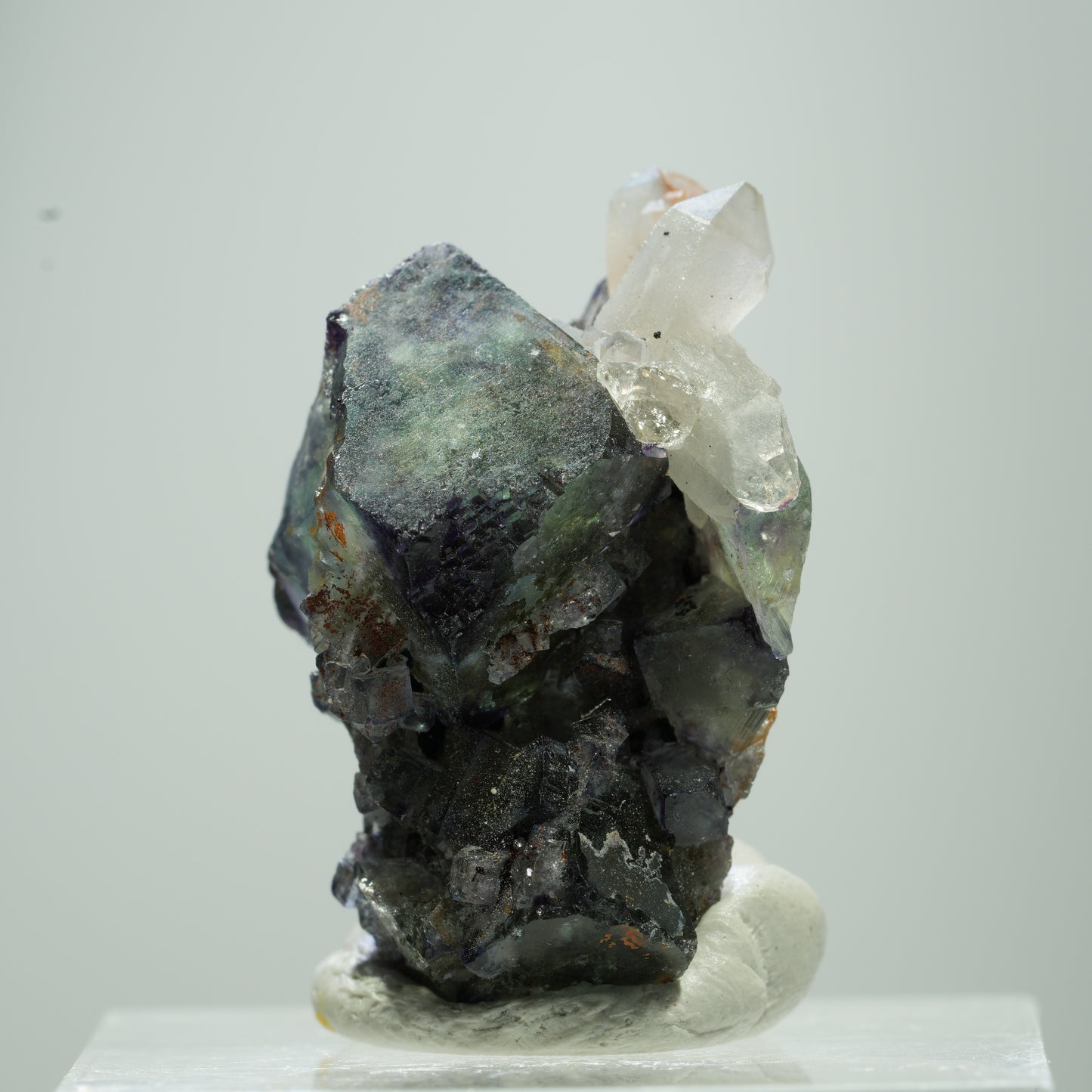 Seltene klare Phantom Fluorit Würfel, Quarz Stufe Erongo, Namibia 13*9*7mm #13517