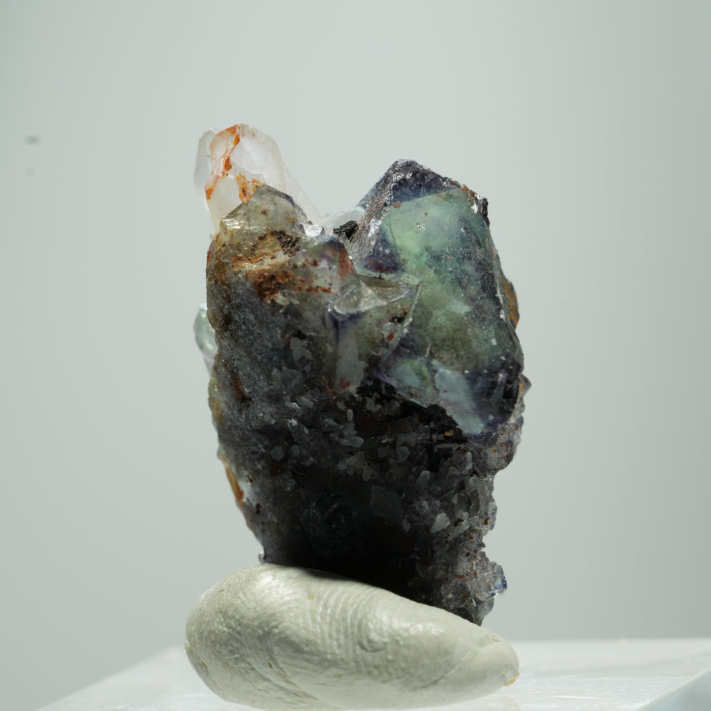 Seltene klare Phantom Fluorit Würfel, Quarz Stufe Erongo, Namibia 13*9*7mm #13517