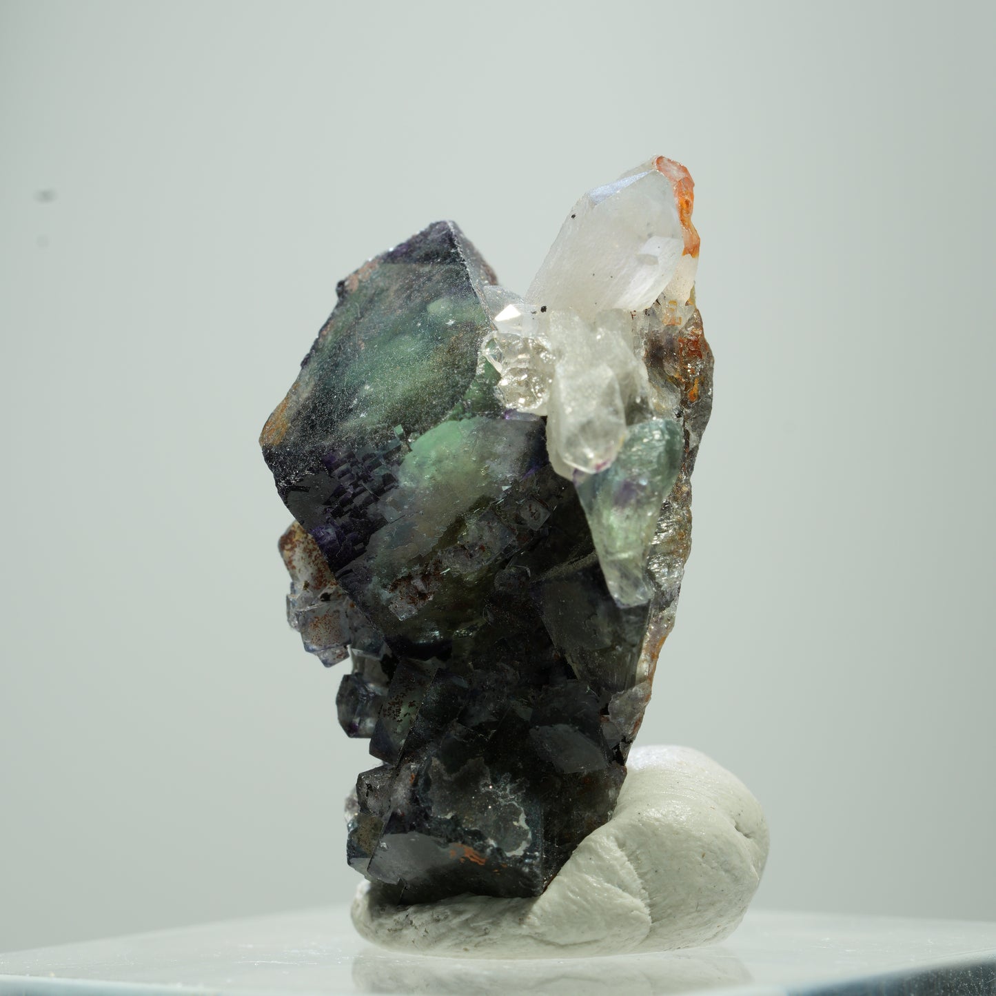 Seltene klare Phantom Fluorit Würfel, Quarz Stufe Erongo, Namibia 13*9*7mm #13517