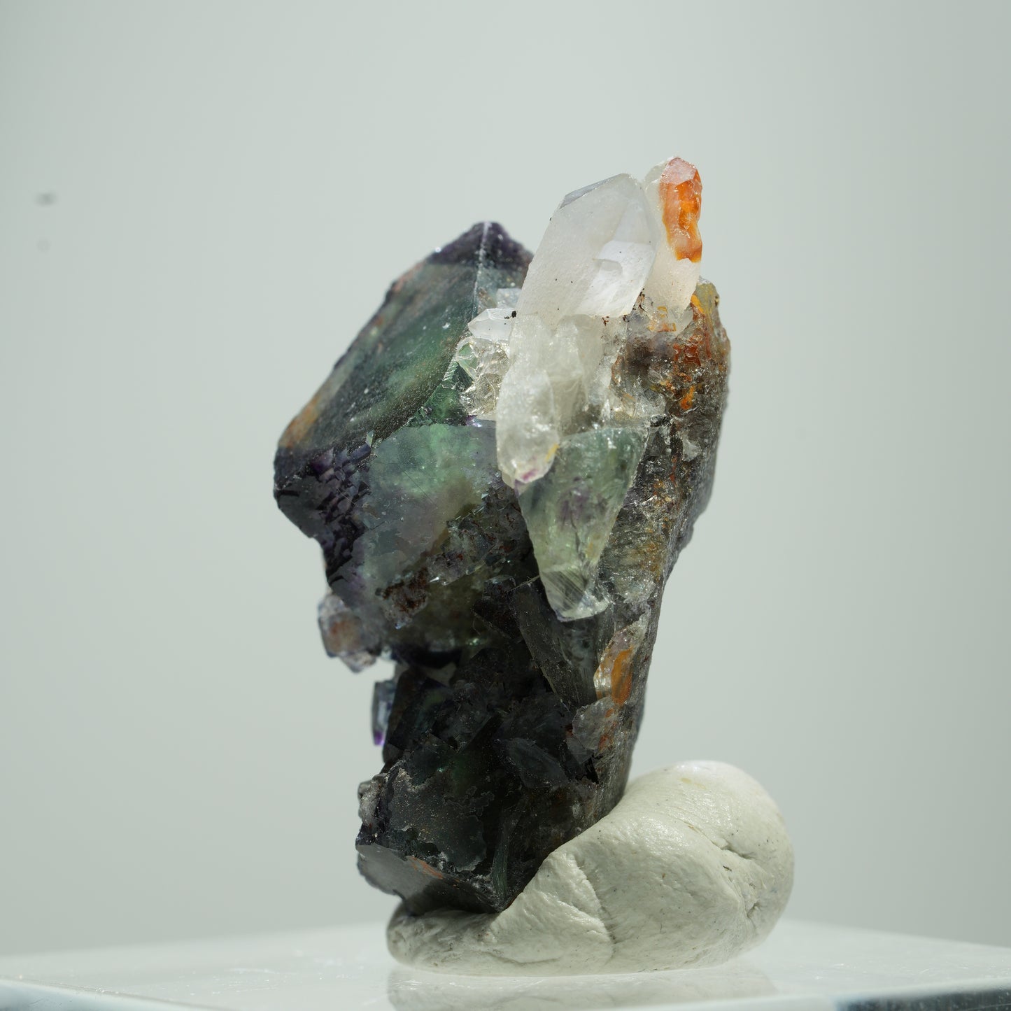 Seltene klare Phantom Fluorit Würfel, Quarz Stufe Erongo, Namibia 13*9*7mm #13517