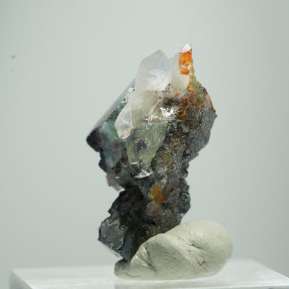 Seltene klare Phantom Fluorit Würfel, Quarz Stufe Erongo, Namibia 13*9*7mm #13517