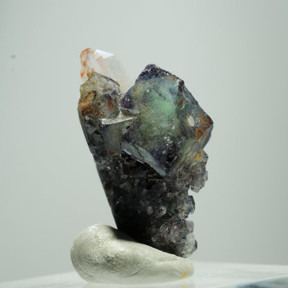 Seltene klare Phantom Fluorit Würfel, Quarz Stufe Erongo, Namibia 13*9*7mm #13517