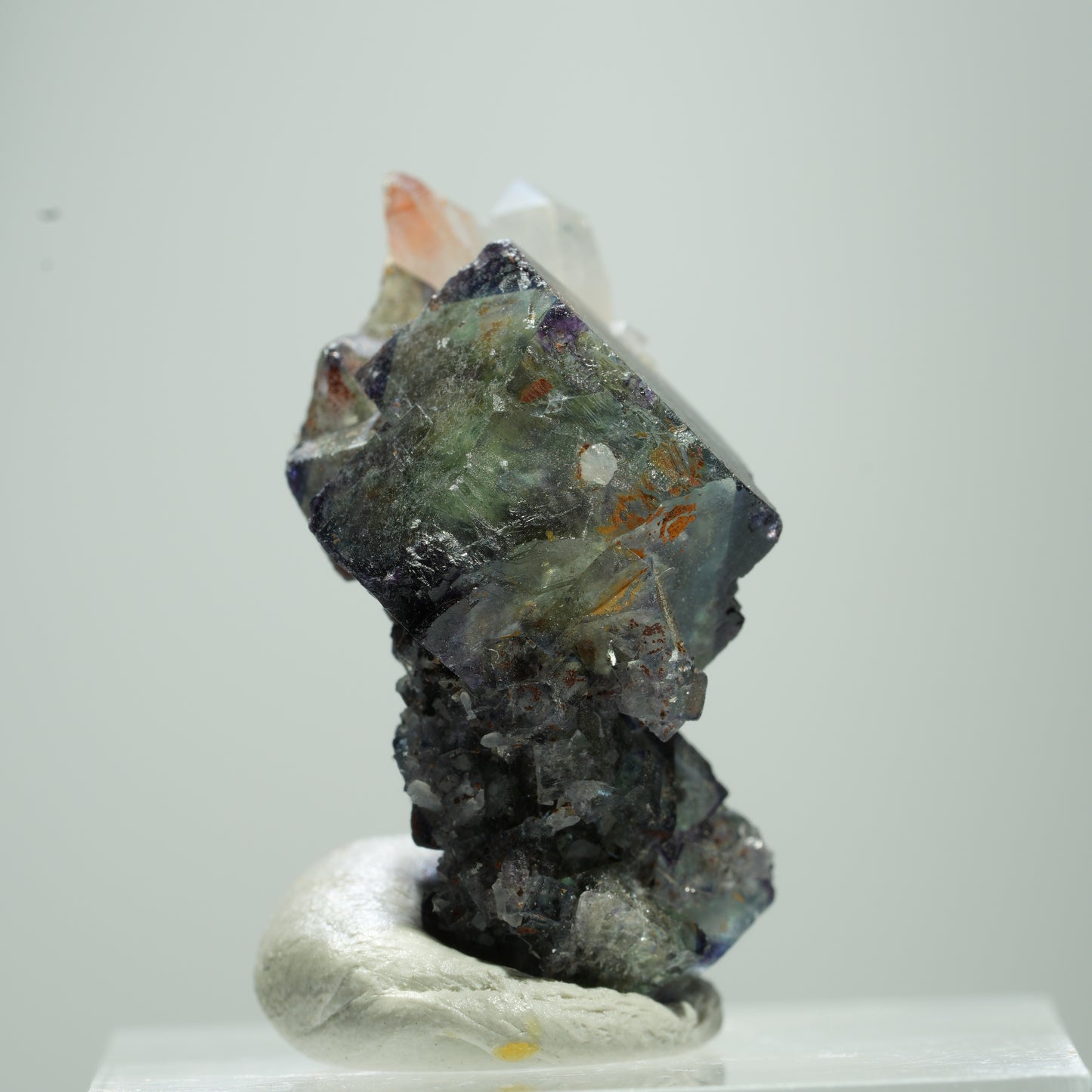 Seltene klare Phantom Fluorit Würfel, Quarz Stufe Erongo, Namibia 13*9*7mm #13517