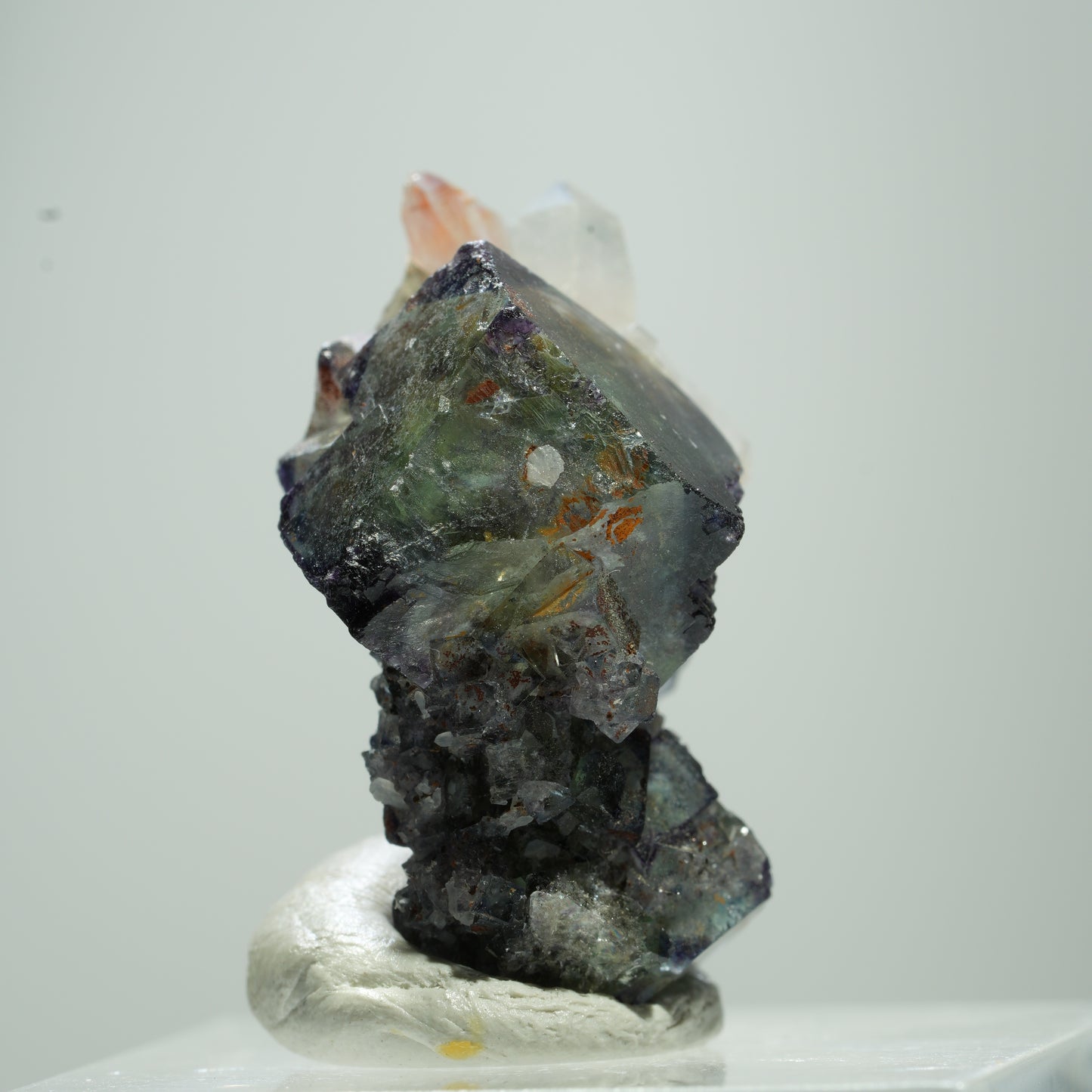 Seltene klare Phantom Fluorit Würfel, Quarz Stufe Erongo, Namibia 13*9*7mm #13517
