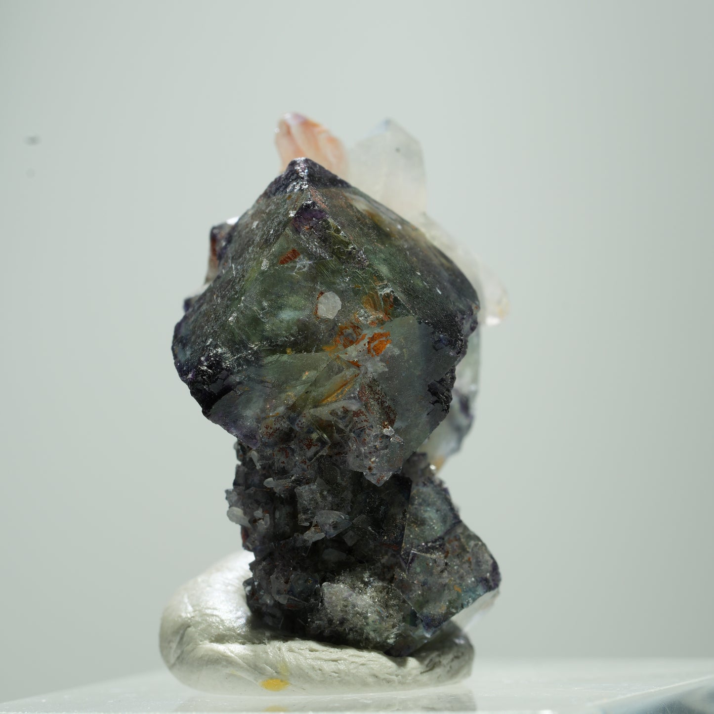 Seltene klare Phantom Fluorit Würfel, Quarz Stufe Erongo, Namibia 13*9*7mm #13517