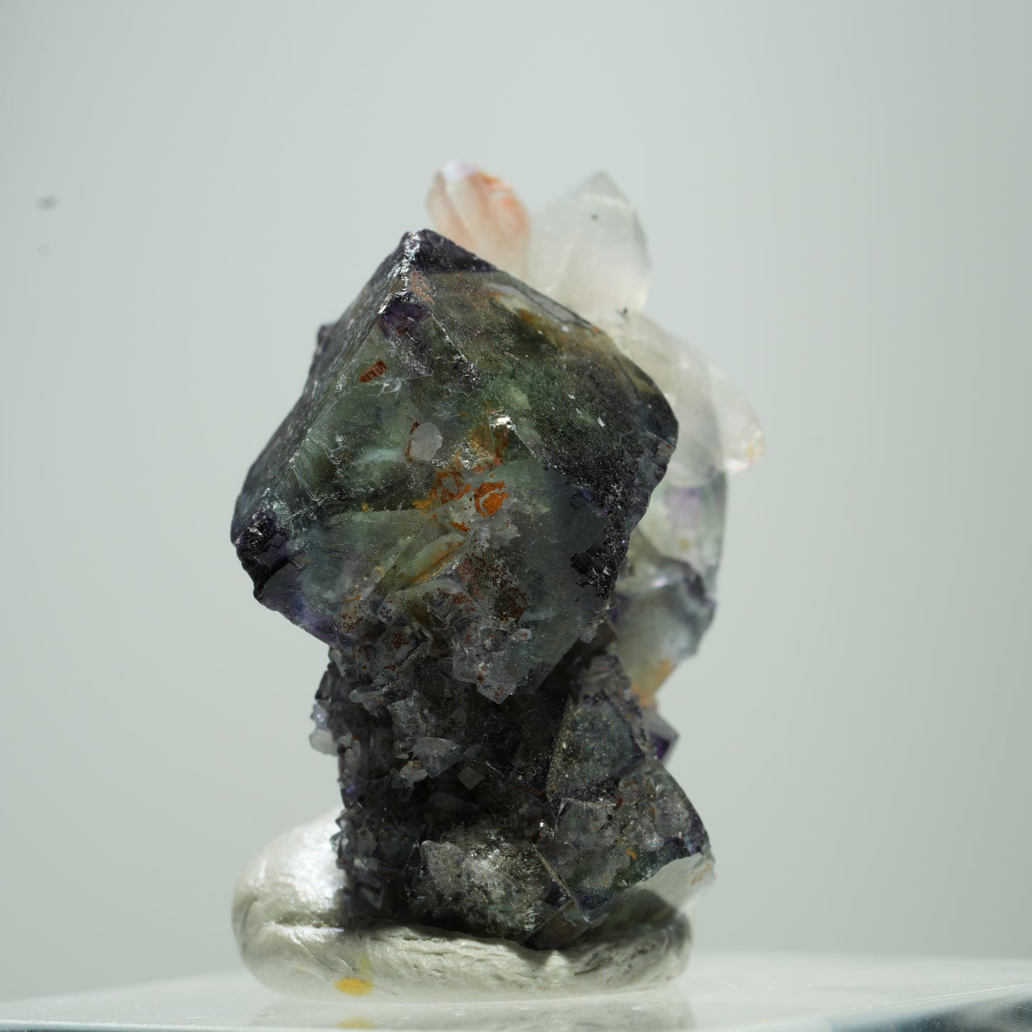 Seltene klare Phantom Fluorit Würfel, Quarz Stufe Erongo, Namibia 13*9*7mm #13517