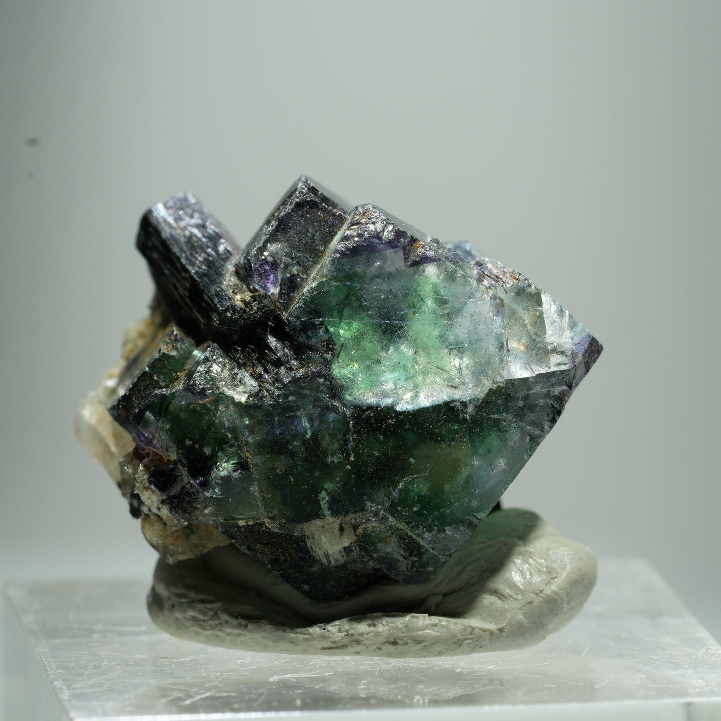 Phantom Fluorit Würfel, Schörl Turmalin, Muskovit Erongo, Namibia 12*9*8mm #13518