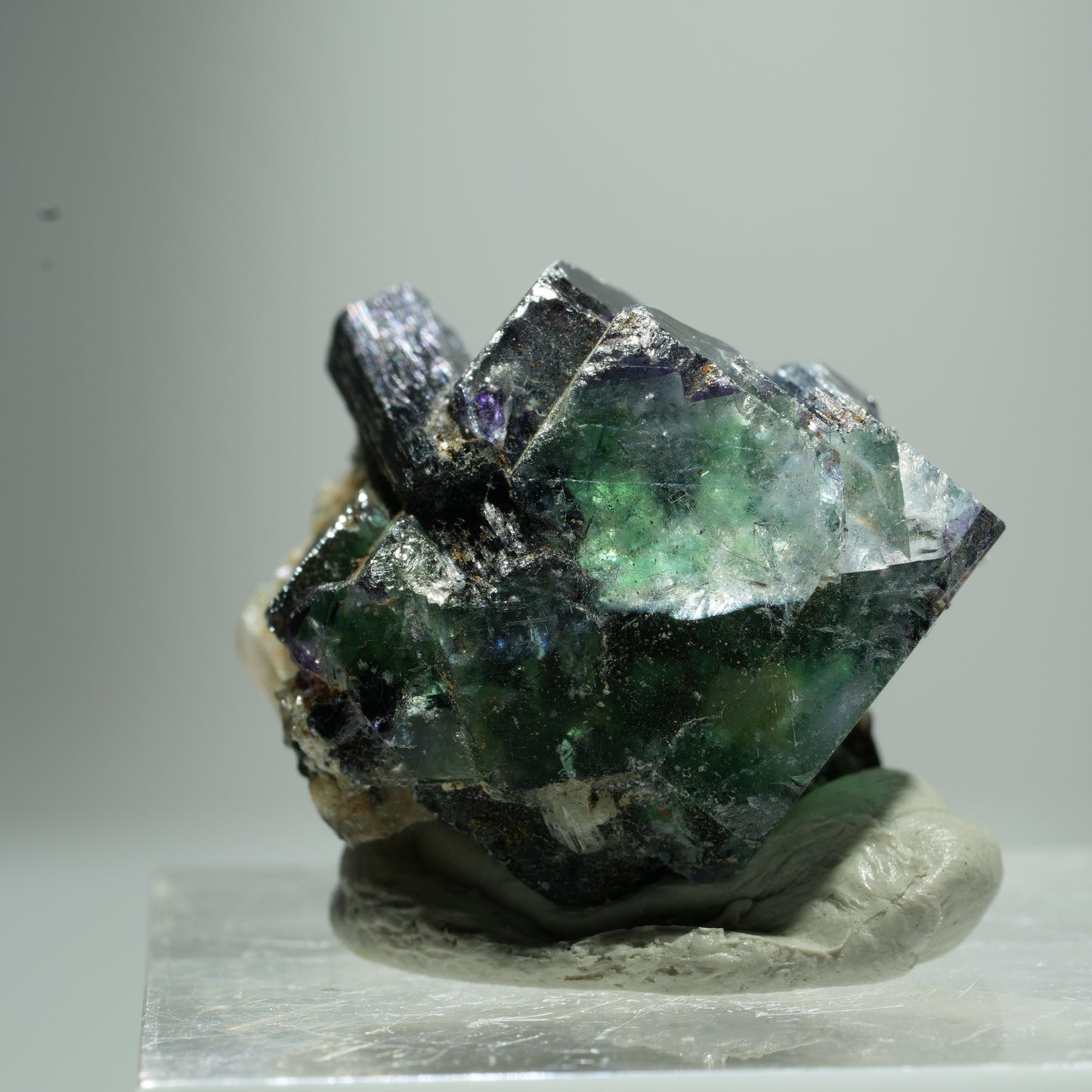 Phantom Fluorit Würfel, Schörl Turmalin, Muskovit Erongo, Namibia 12*9*8mm #13518