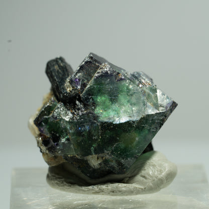 Phantom Fluorit Würfel, Schörl Turmalin, Muskovit Erongo, Namibia 12*9*8mm #13518