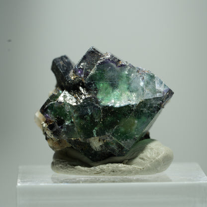 Phantom Fluorit Würfel, Schörl Turmalin, Muskovit Erongo, Namibia 12*9*8mm #13518
