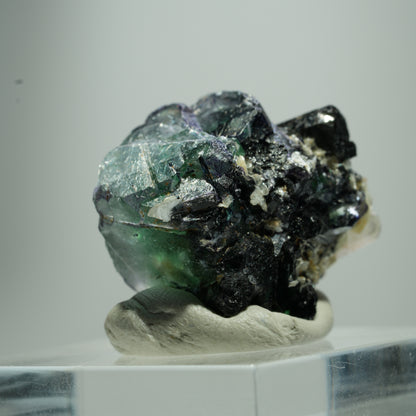 Phantom Fluorit Würfel, Schörl Turmalin, Muskovit Erongo, Namibia 12*9*8mm #13518