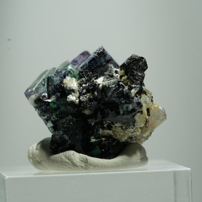 Phantom Fluorit Würfel, Schörl Turmalin, Muskovit Erongo, Namibia 12*9*8mm #13518
