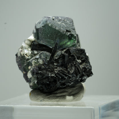 Phantom Fluorit hexagonal, Schörl Turmalin, Muskovit Erongo, Namibia 12*11*8mm #13519