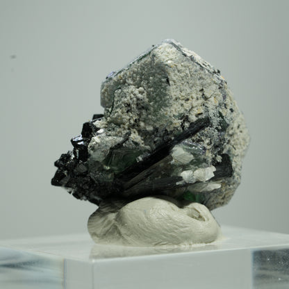 Phantom Fluorit hexagonal, Schörl Turmalin, Muskovit Erongo, Namibia 12*11*8mm #13519