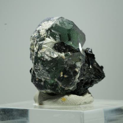 Phantom Fluorit hexagonal, Schörl Turmalin, Muskovit Erongo, Namibia 12*11*8mm #13519