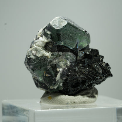 Phantom Fluorit hexagonal, Schörl Turmalin, Muskovit Erongo, Namibia 12*11*8mm #13519
