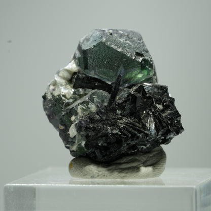Phantom Fluorit hexagonal, Schörl Turmalin, Muskovit Erongo, Namibia 12*11*8mm #13519