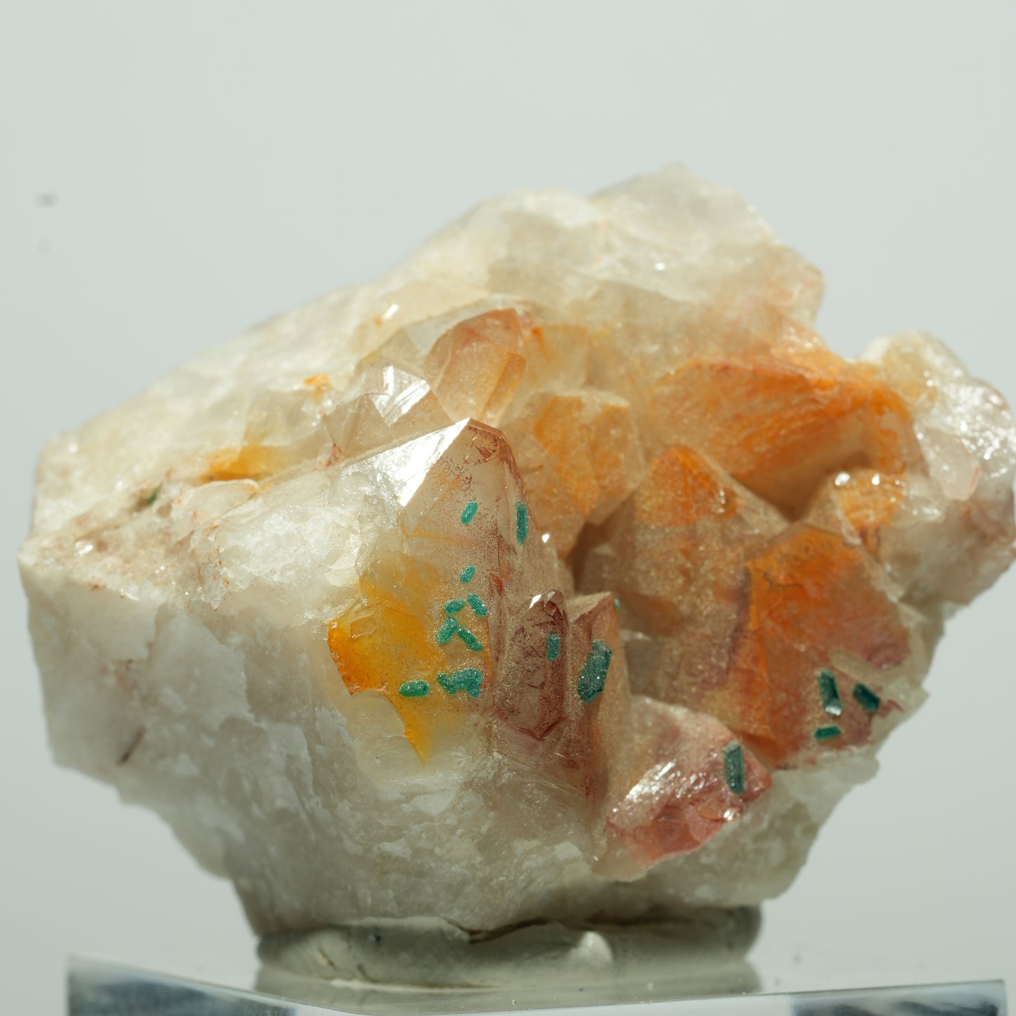 Seltene Dioptas auf Eisen-Quarz Stufe Kaokoveld, Namibia 21*18*15mm #13525