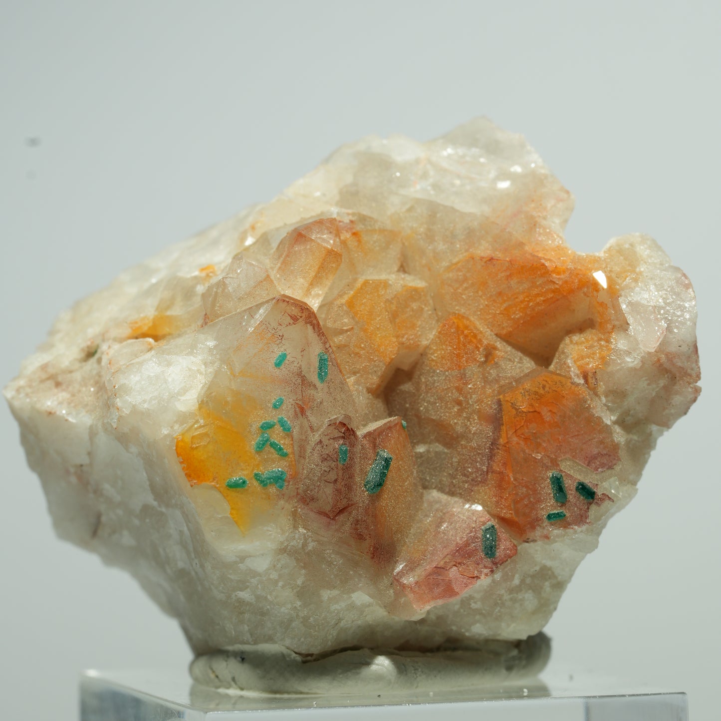 Seltene Dioptas auf Eisen-Quarz Stufe Kaokoveld, Namibia 21*18*15mm #13525