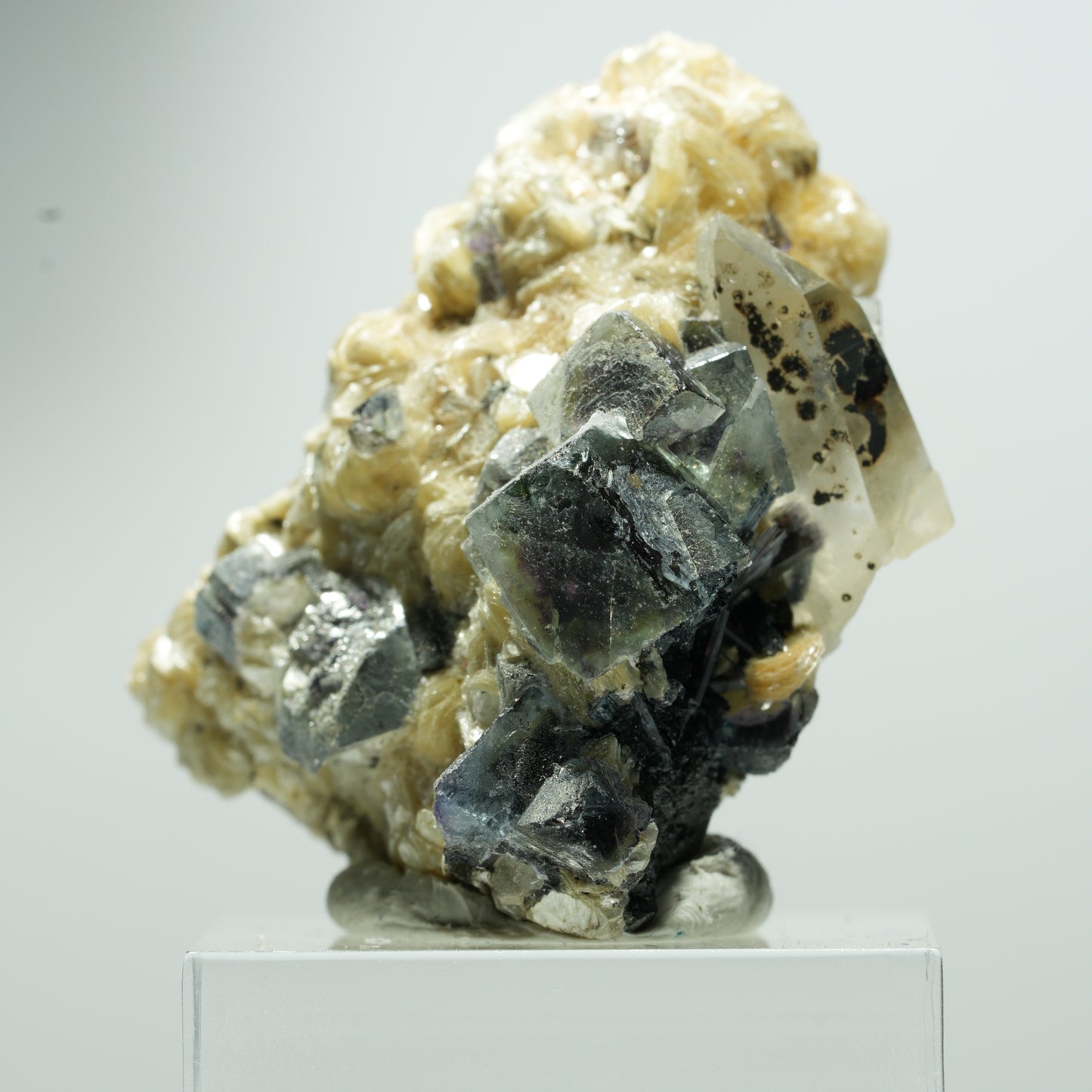 Bunte Phantom Fluorit, Schörl Turmalin, Muskovit, Rauchquarz Erongo, Namibia 18*18*10mm #13532