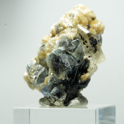 Bunte Phantom Fluorit, Schörl Turmalin, Muskovit, Rauchquarz Erongo, Namibia 18*18*10mm #13532