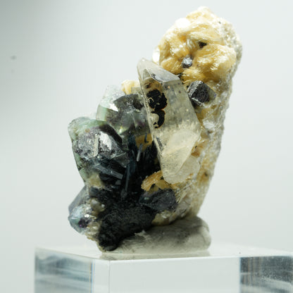 Bunte Phantom Fluorit, Schörl Turmalin, Muskovit, Rauchquarz Erongo, Namibia 18*18*10mm #13532