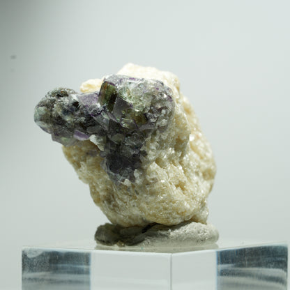Bunte Phantom Fluorit Würfel, Muskovit Stufe Erongo, Namibia 16*15*13mm #13533