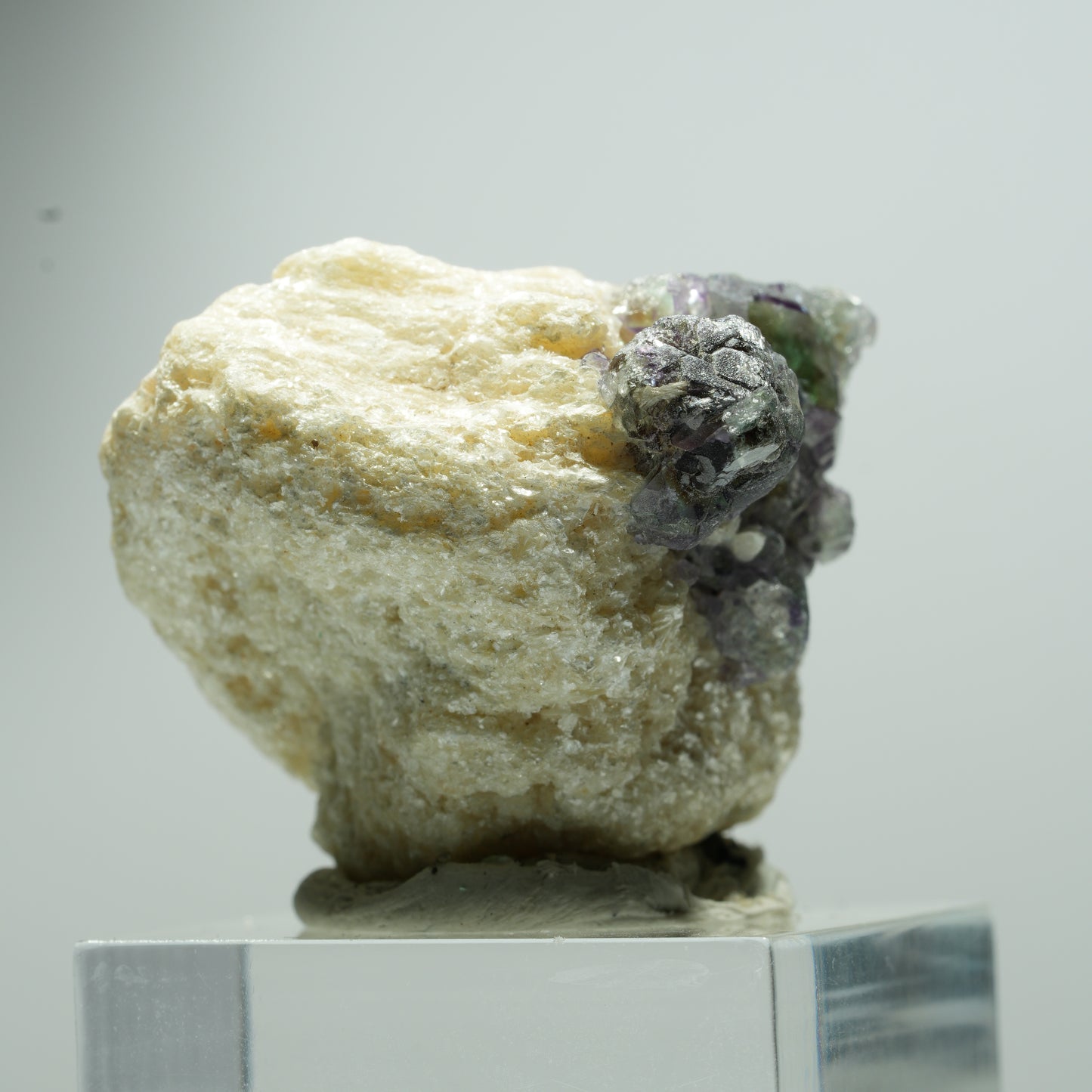 Bunte Phantom Fluorit Würfel, Muskovit Stufe Erongo, Namibia 16*15*13mm #13533