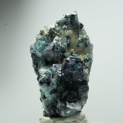 Phantom Fluorit, Schörl Turmalin, Rauchquarz Stufe Erongo, Namibia 21*14*8mm #13534