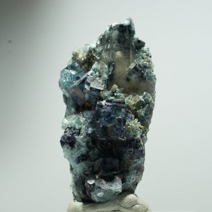 Phantom Fluorit, Schörl Turmalin, Rauchquarz Stufe Erongo, Namibia 21*14*8mm #13534