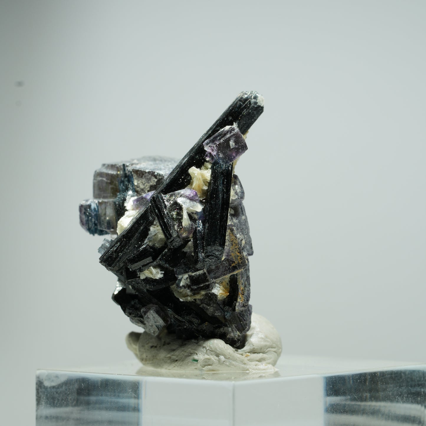 Bunte Phantom Fluorit Würfel, Schörl Turmalin, Muskovit Erongo, Namibia 13*12*10mm #13536