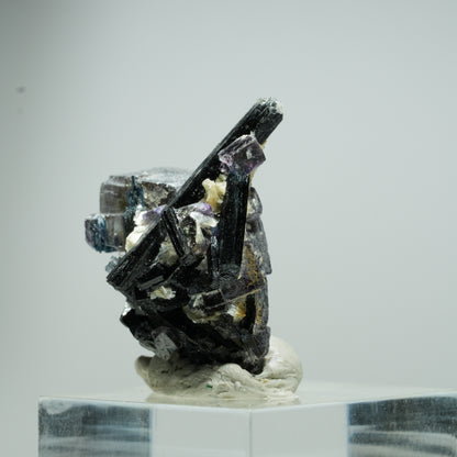 Bunte Phantom Fluorit Würfel, Schörl Turmalin, Muskovit Erongo, Namibia 13*12*10mm #13536